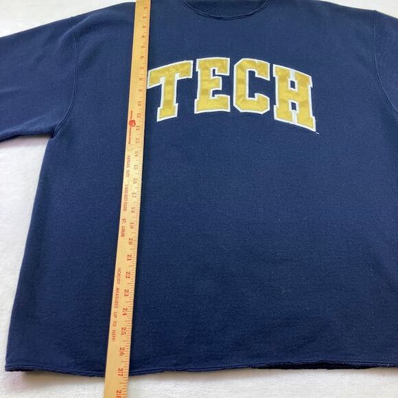 Cropped Raw Hem Vintage Georgia Tech Sweatshirt 90s Collegiate Yellow Jackets XL - Picture 4 of 8